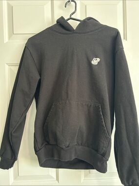 Men's Black Hoodie with Small Front Patch